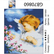 Алмазная мозаика «Ангелок с цветами» 30х40